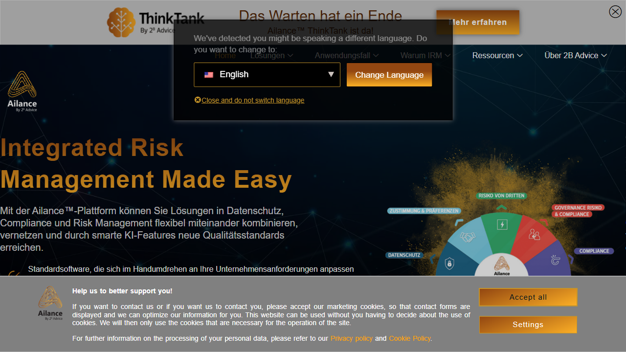 2B Advice GmbH website screenshot