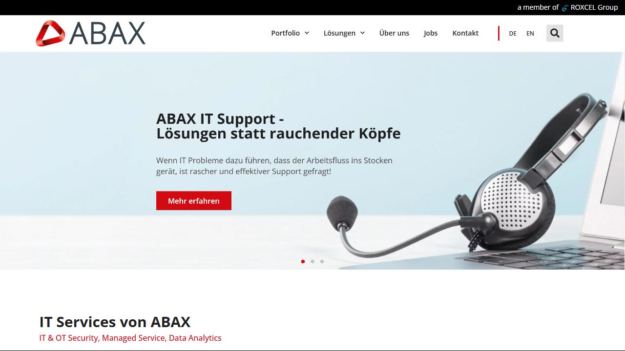 ABAX Informationstechnik GmbH website screenshot