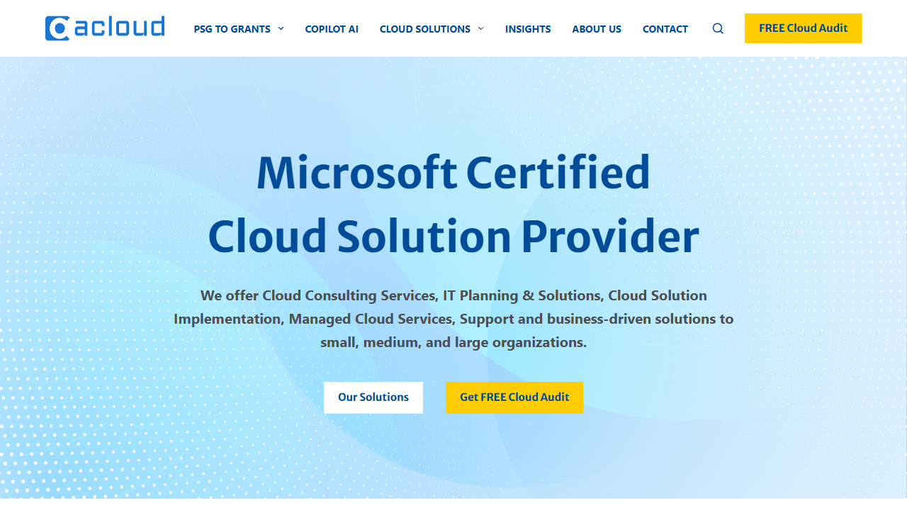 acloud pte ltd website screenshot