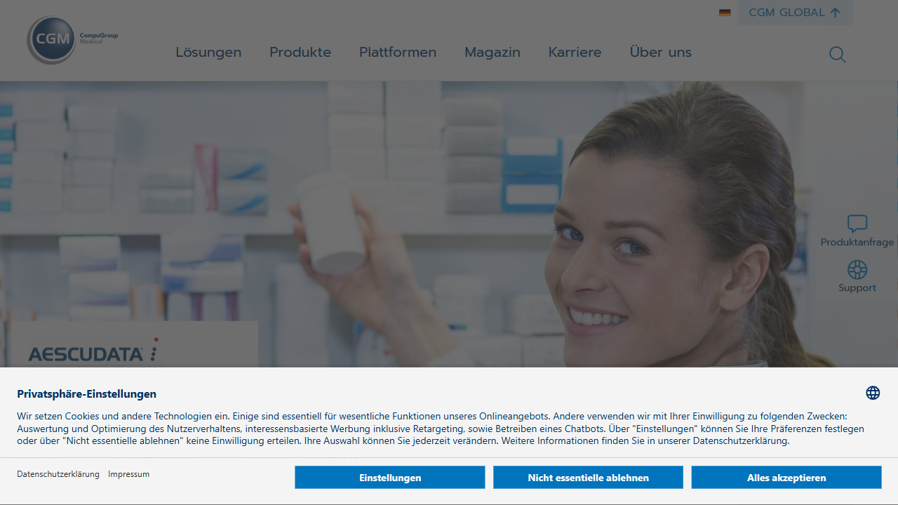 Aescudata GmbH website screenshot