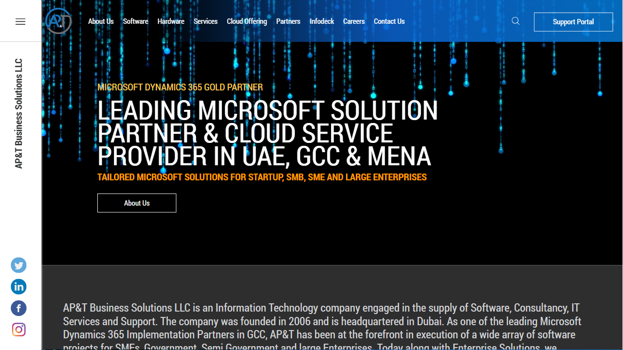 AP&T BUSINESS SOLUTIONS website screenshot