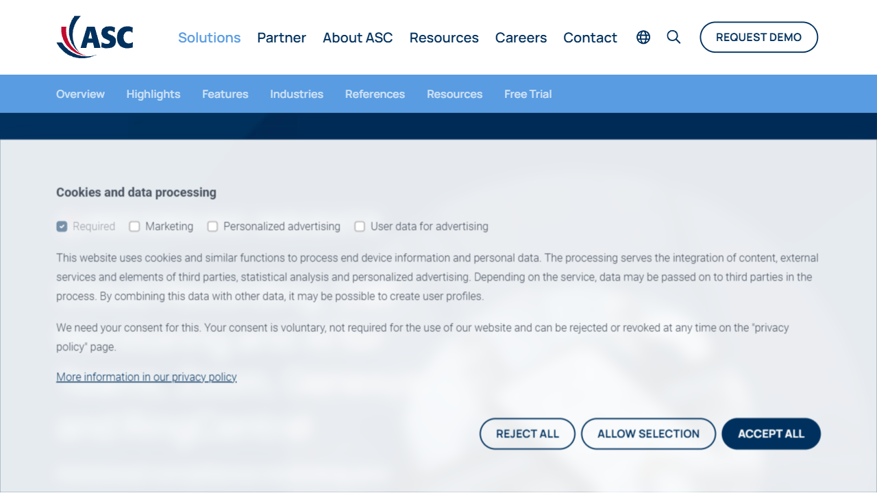 ASC Technologies AG website screenshot