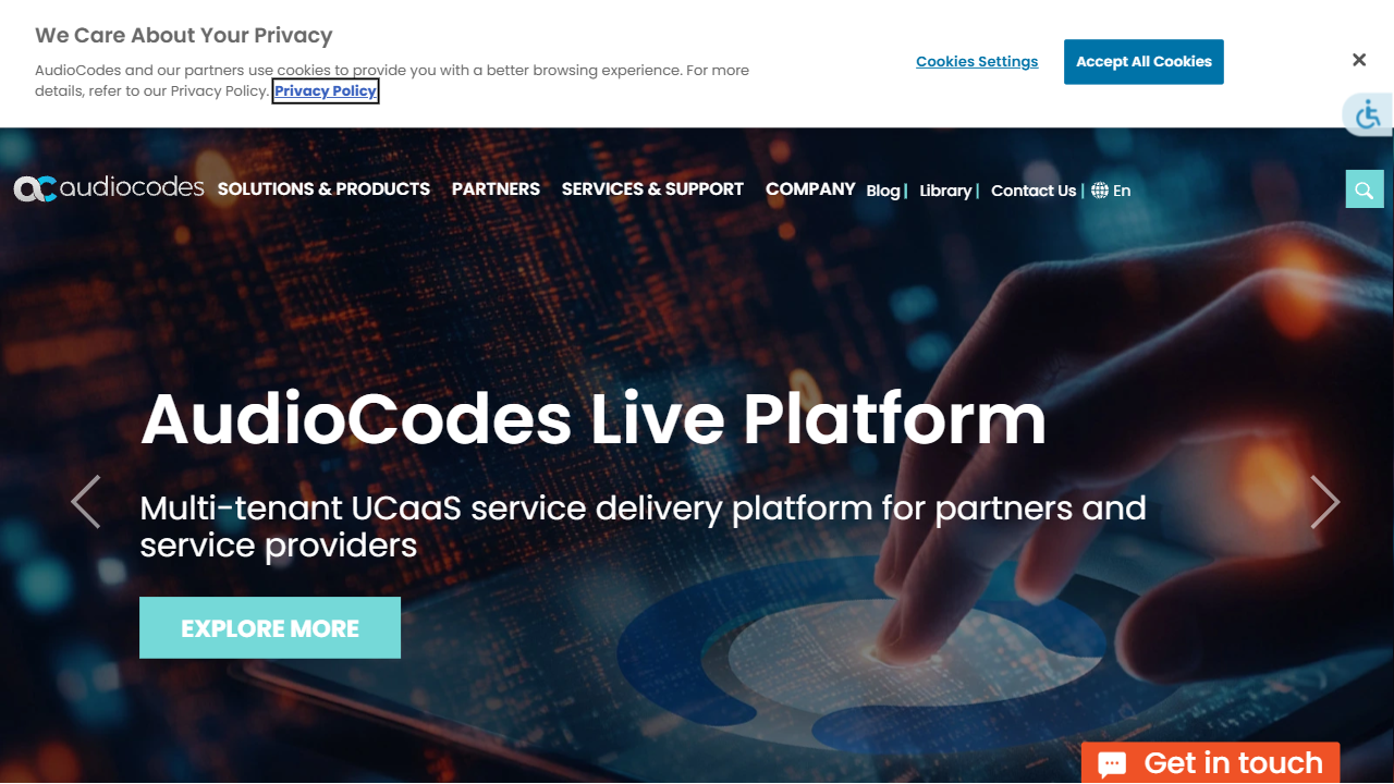 AudioCodes website screenshot