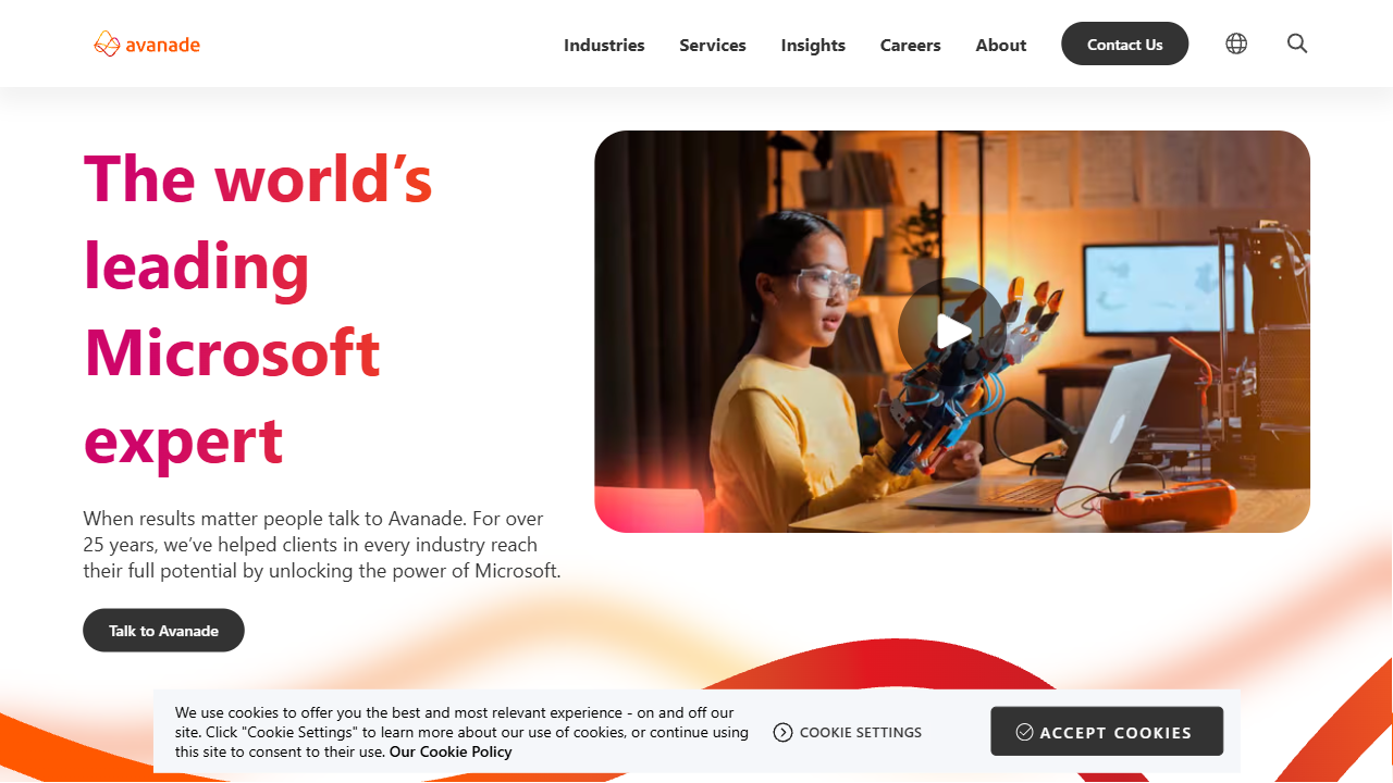 Avanade Inc website screenshot