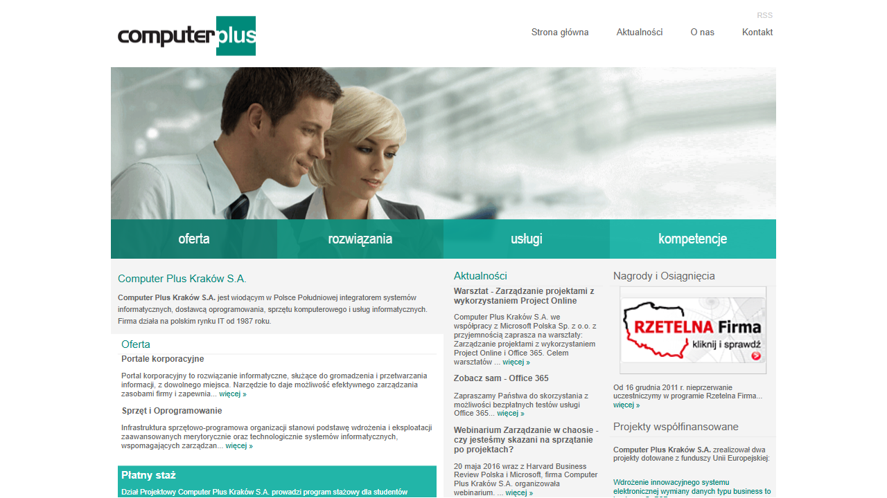 Computer Plus Kraków S.A. website screenshot