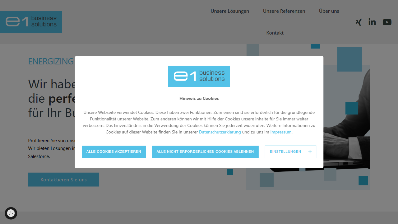 e1 business solutions gmbH website screenshot