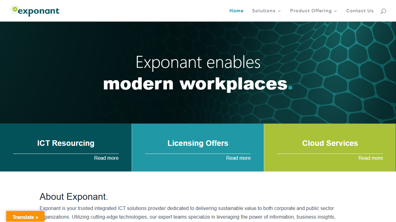 Exponant Pty Ltd website screenshot