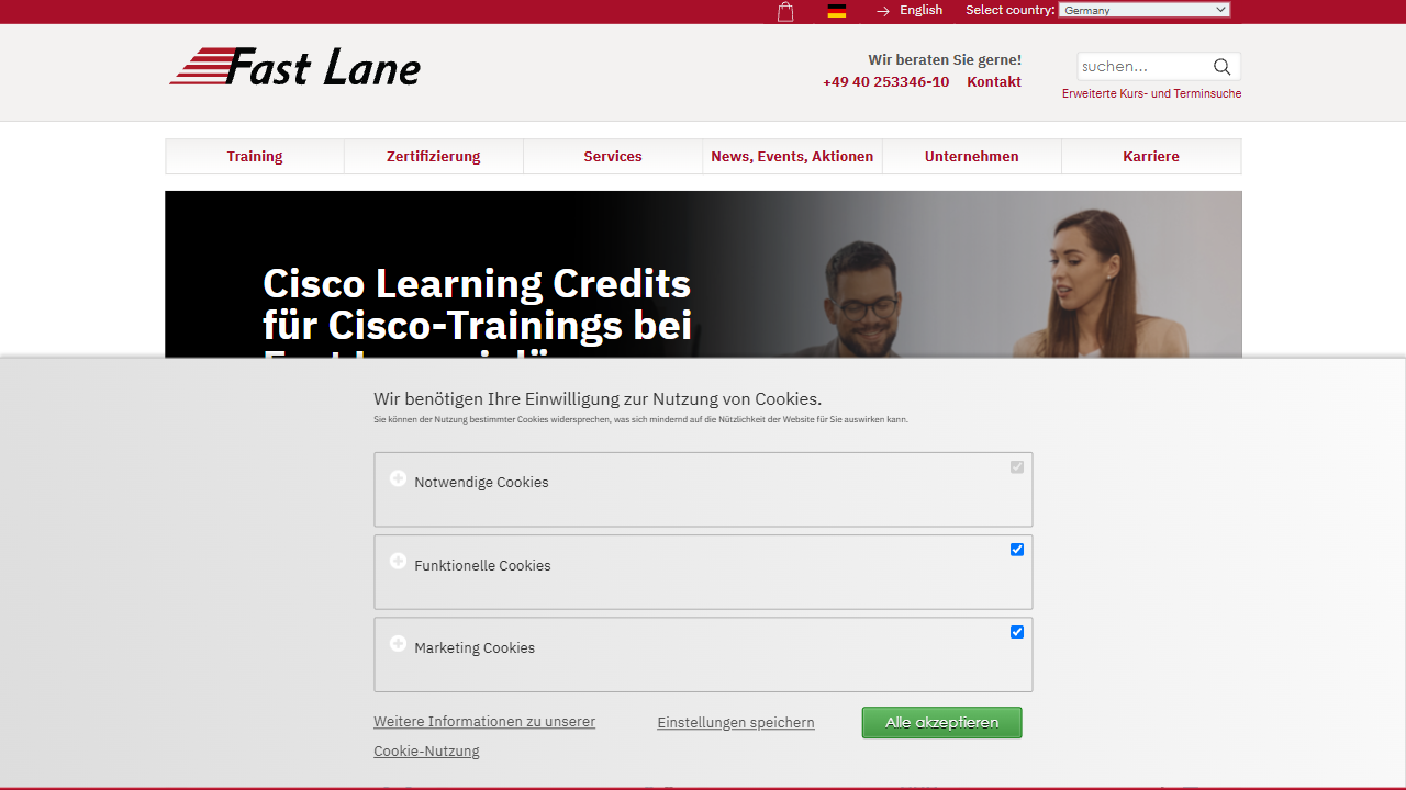 Fast Lane Institute for Knowledge Transfer GmbH website screenshot