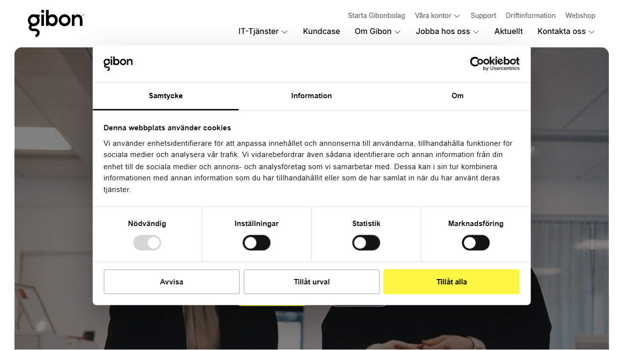 Gibon Sverige AB website screenshot