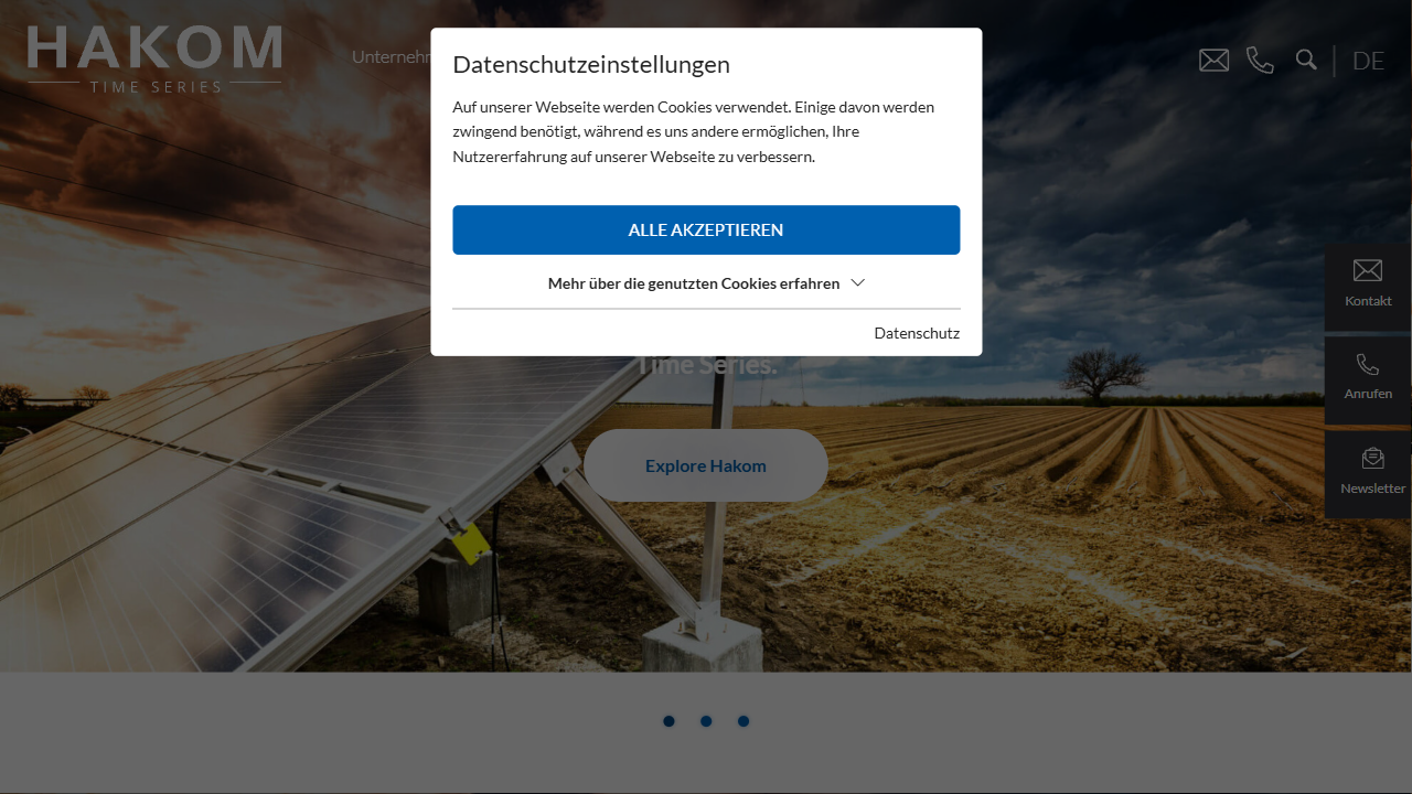 HAKOM Time Series GmbH website screenshot