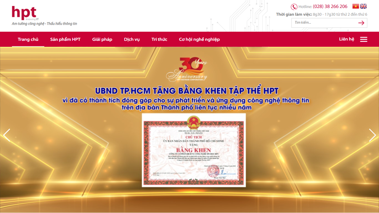 HPT Vietnam Corporation website screenshot