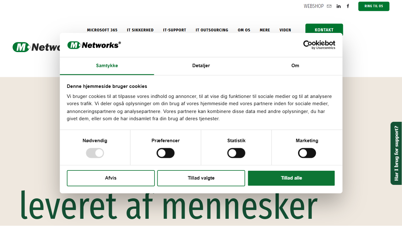 M Networks A/S website screenshot