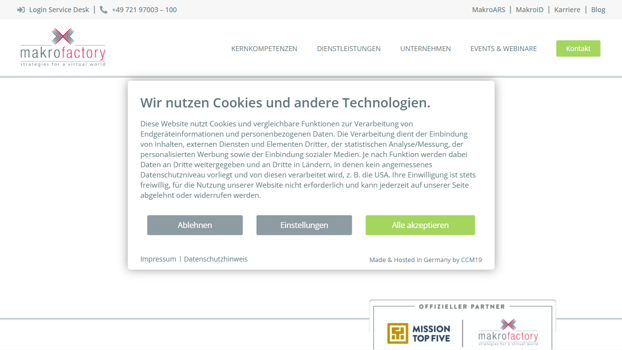 Makro Factory GmbH & Co. KG website screenshot