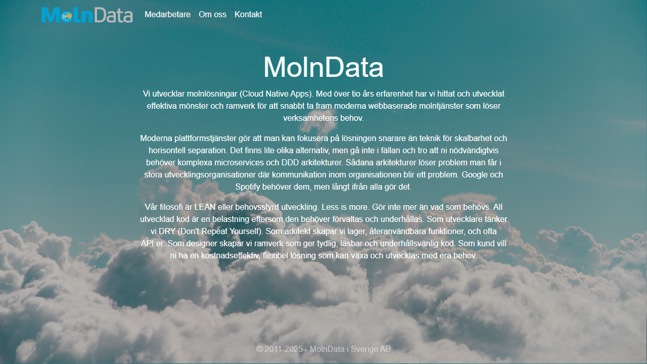 MolnData i Sverige AB website screenshot