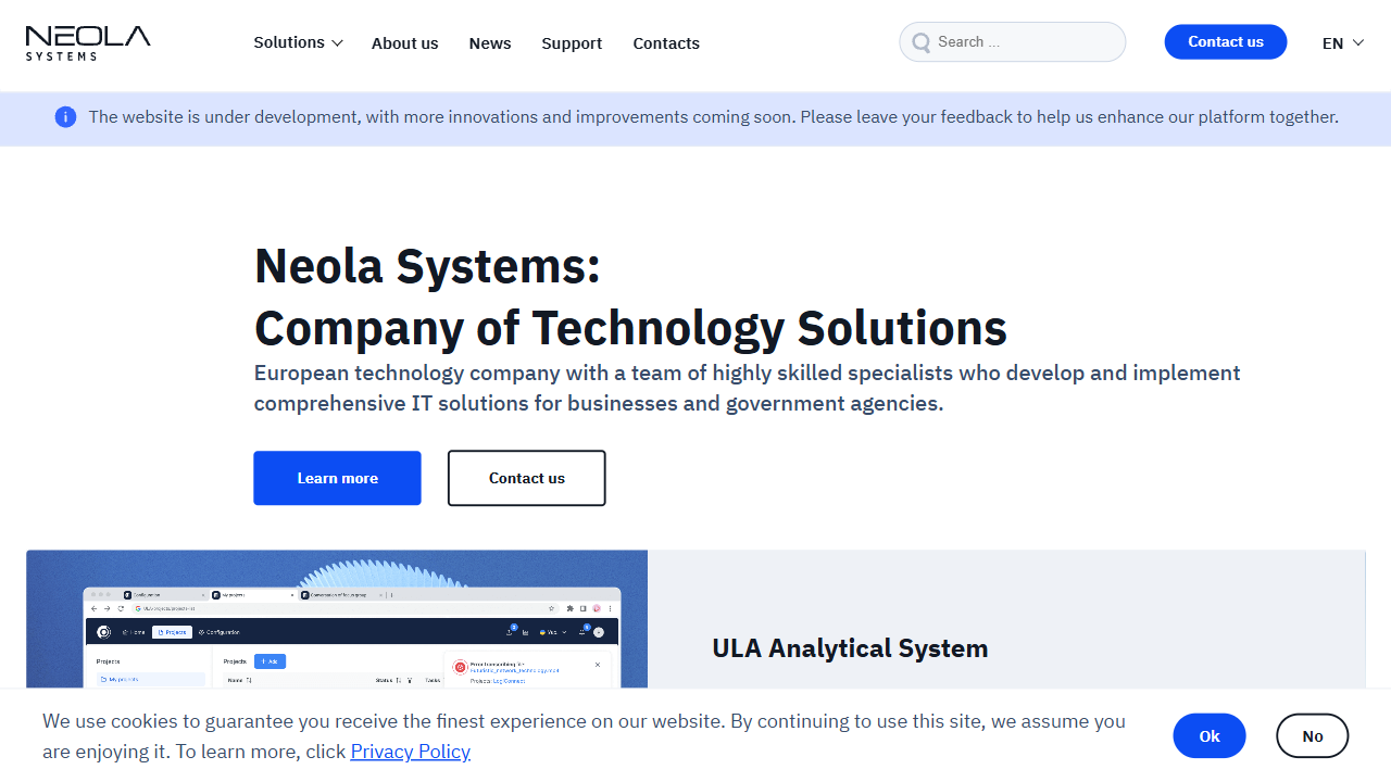 NEOLA SYSTEMS Ltd. website screenshot