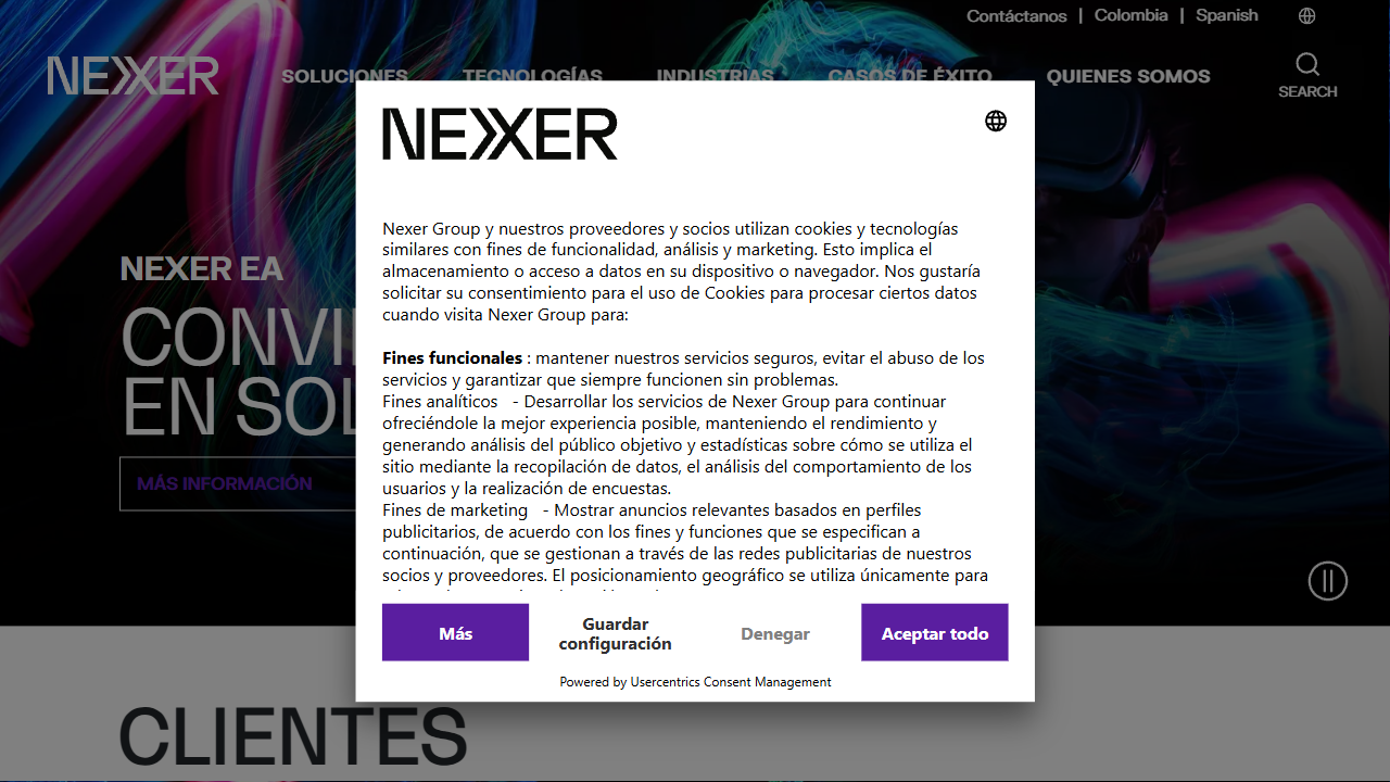 NEXER ENTERPRISE APPLICATIONS - HOLDING S.A. website screenshot