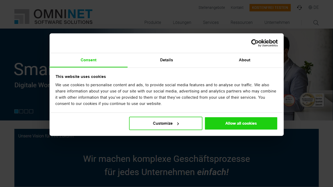 OmniNet Software-, System- und Projektmanagementtechnik GmbH website screenshot