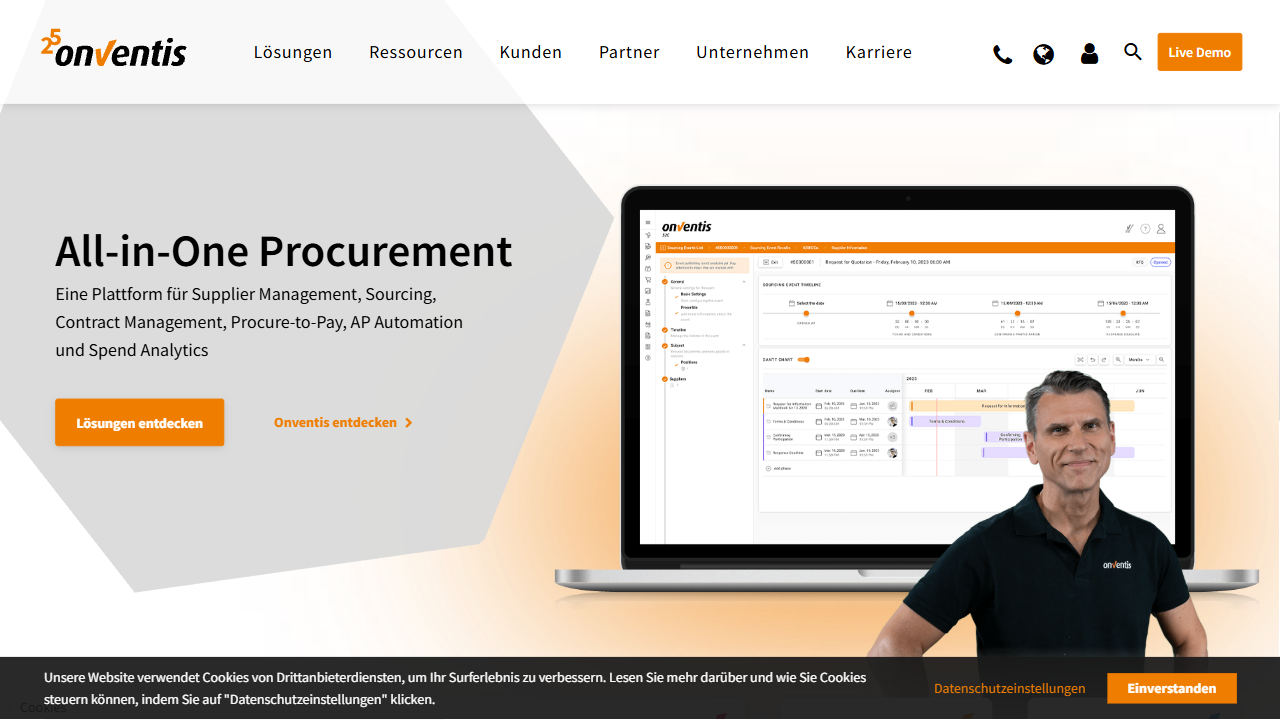 Onventis GmbH website screenshot