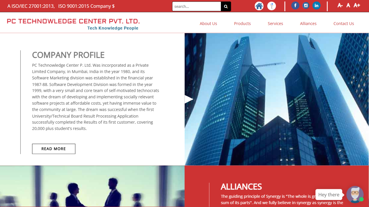 PC Technowledge Center Pvt. Ltd. website screenshot