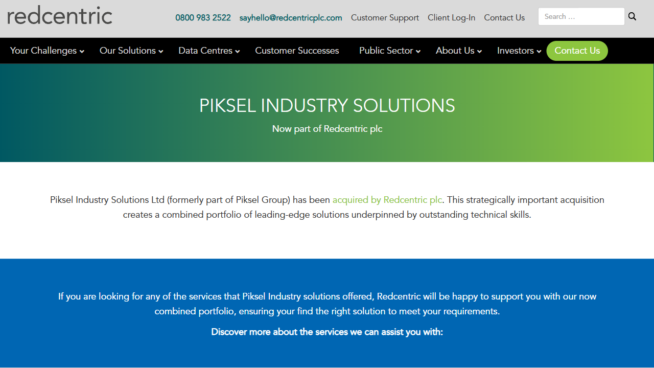 Piksel Industry Solutions Ltd website screenshot