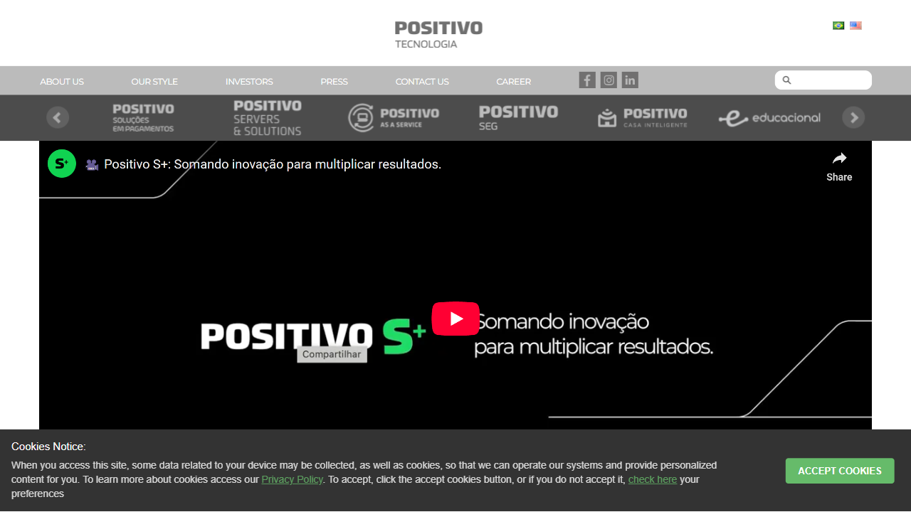 POSITIVO TECNOLOGIA S.A. website screenshot