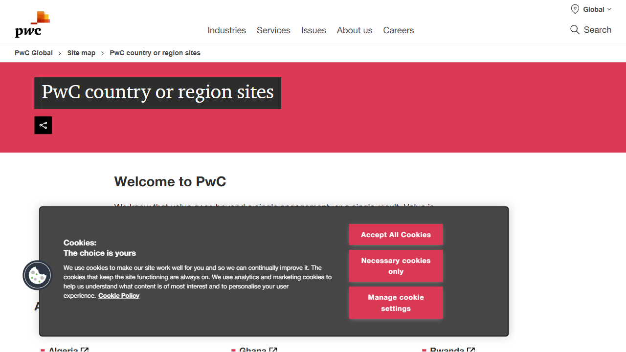 Pricewaterhousecoopers LLP website screenshot