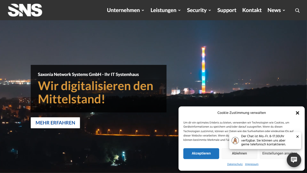 Saxonia Network Systems GmbH website screenshot