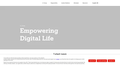 A1 Telekom Austria AG website screenshot