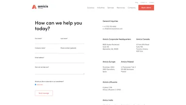 Amicis Solutions Inc website screenshot