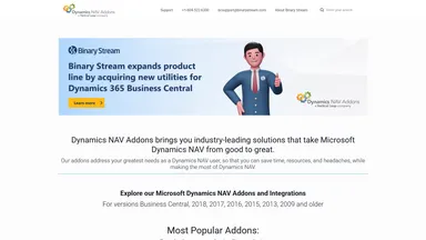Dynamics NAV Addons website screenshot