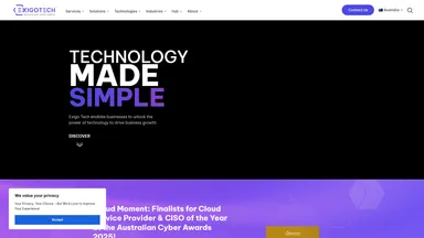 Exigo Tech Pty Ltd website screenshot