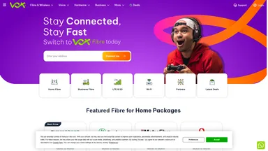 Vox Telecom website screenshot