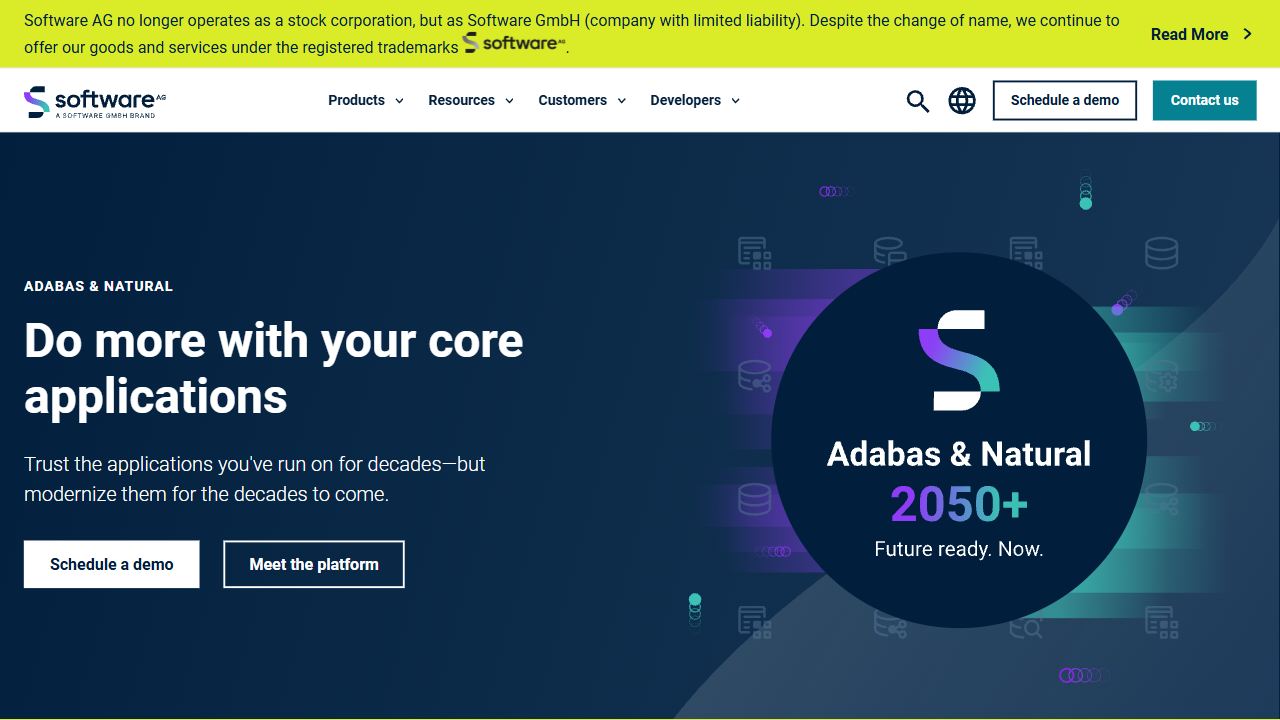 Software AG website screenshot