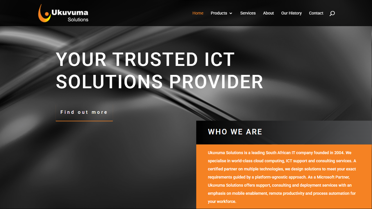 Ukuvuma Solutions website screenshot