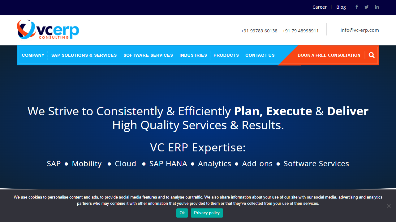 VC ERP Consulting Pvt. Ltd website screenshot