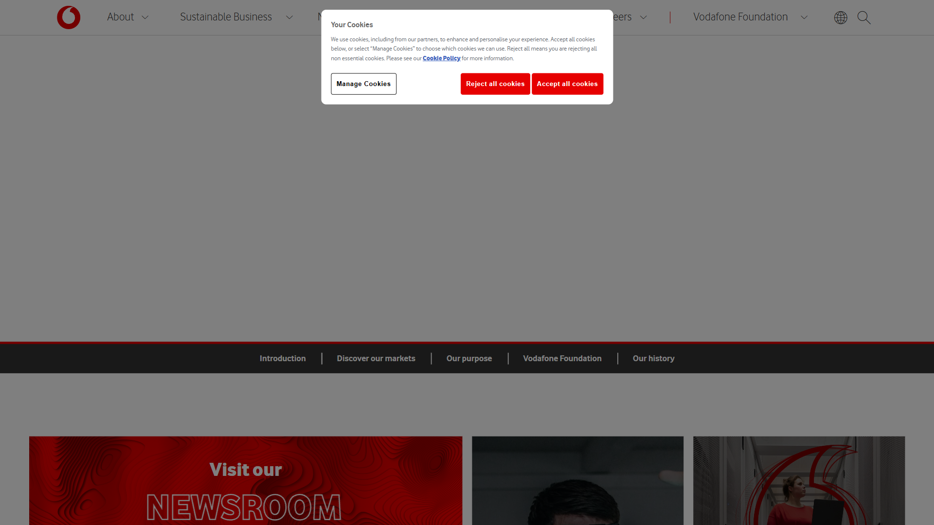 Vodafone GmbH website screenshot