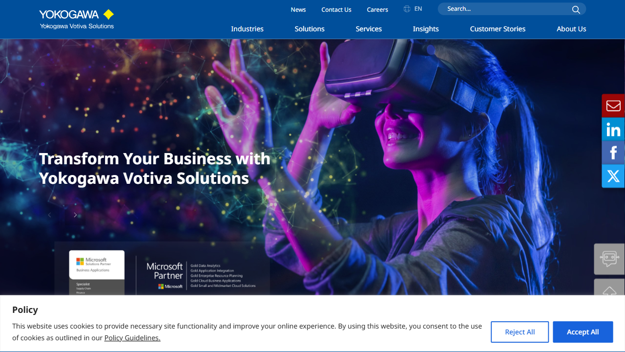 Yokogawa Votiva Solutions website screenshot